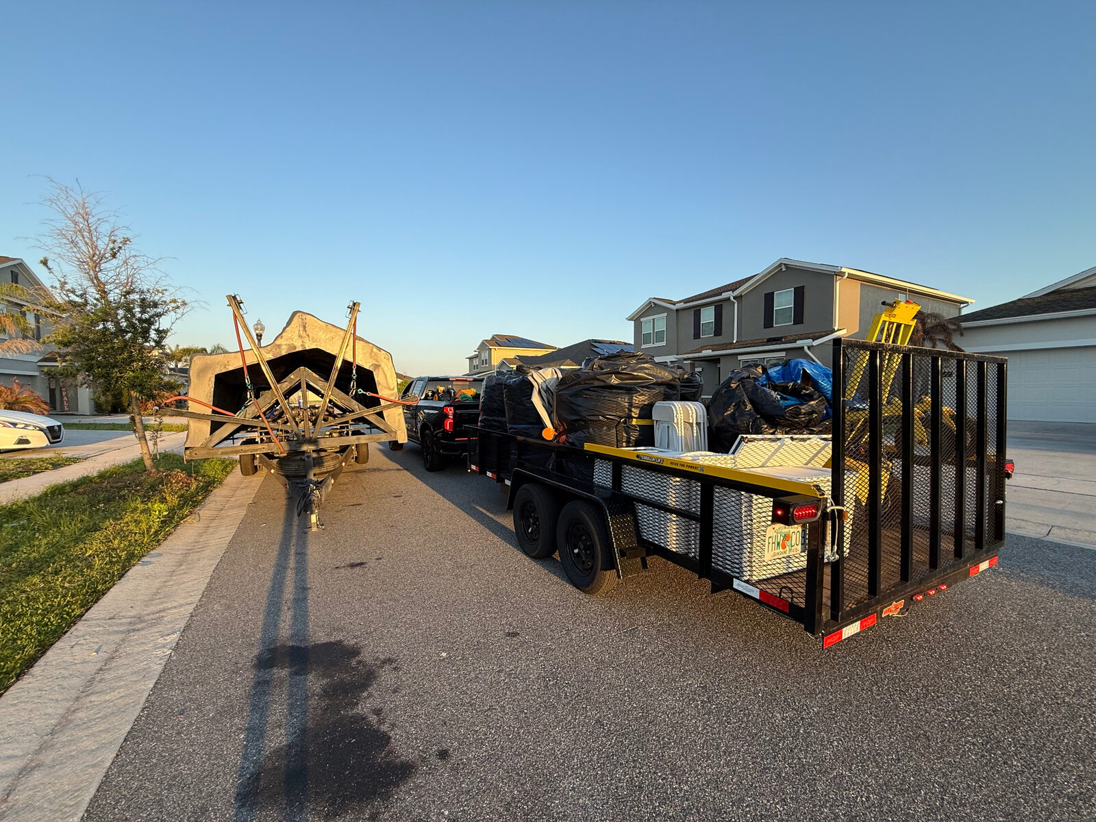 Two trailers staged for a heavy weekend.