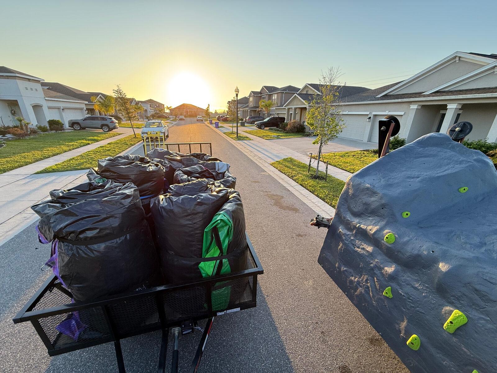 Sunrise pull-out , trailer pre-loaded the night before.